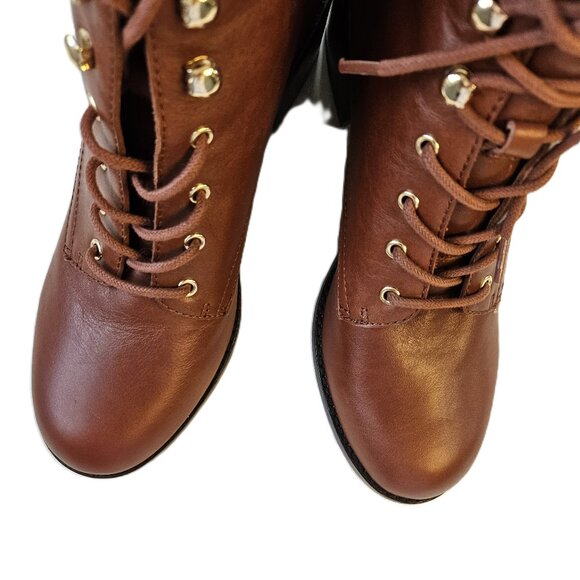 Madewell Combat Inspired Cognac Brown Lace Up Ankle Boots Size 7.5 - Picture 3 of 8